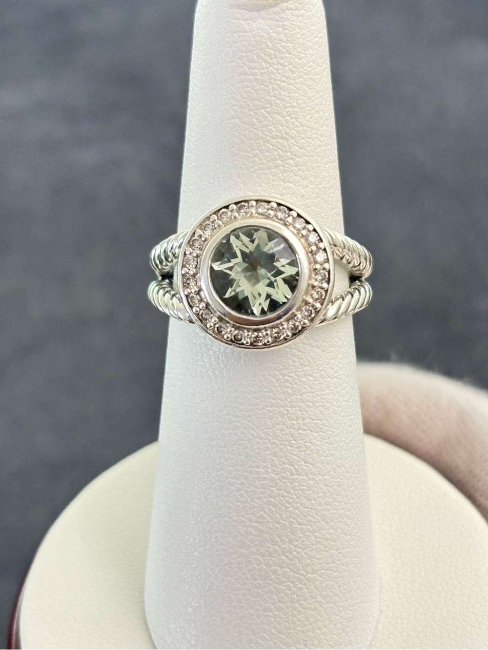 David Yurman Petite Cerise Ring with Prasiolite & Diamonds 6